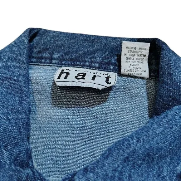 Keren Hart Womens 90s Patchwork Denim Jacket Size XL Embroidered Boho Cottage - Picture 8 of 11